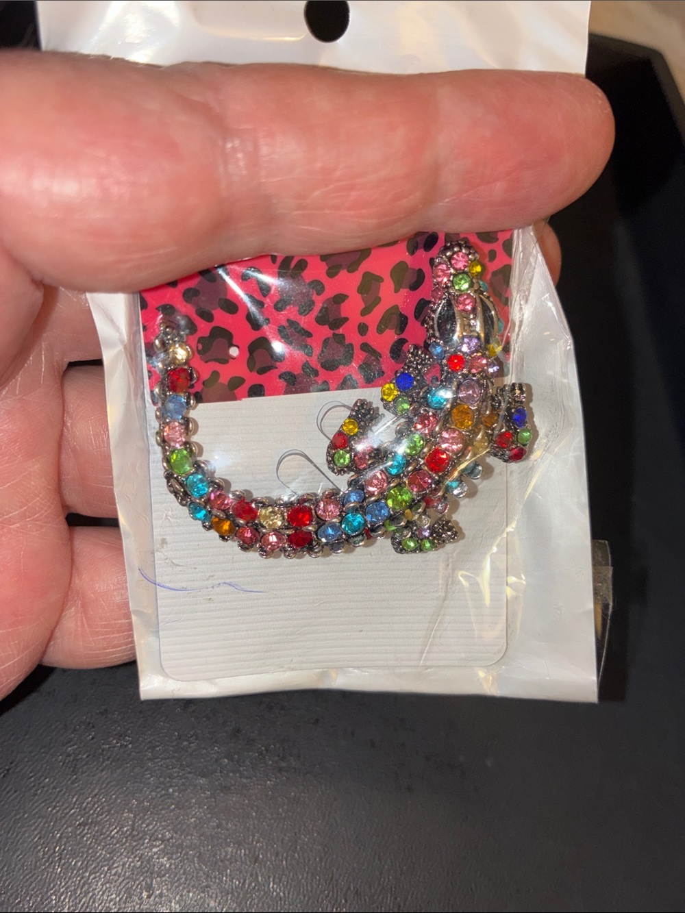 Multicolor Alligator Crystal Brooch - Picture 7 of 7